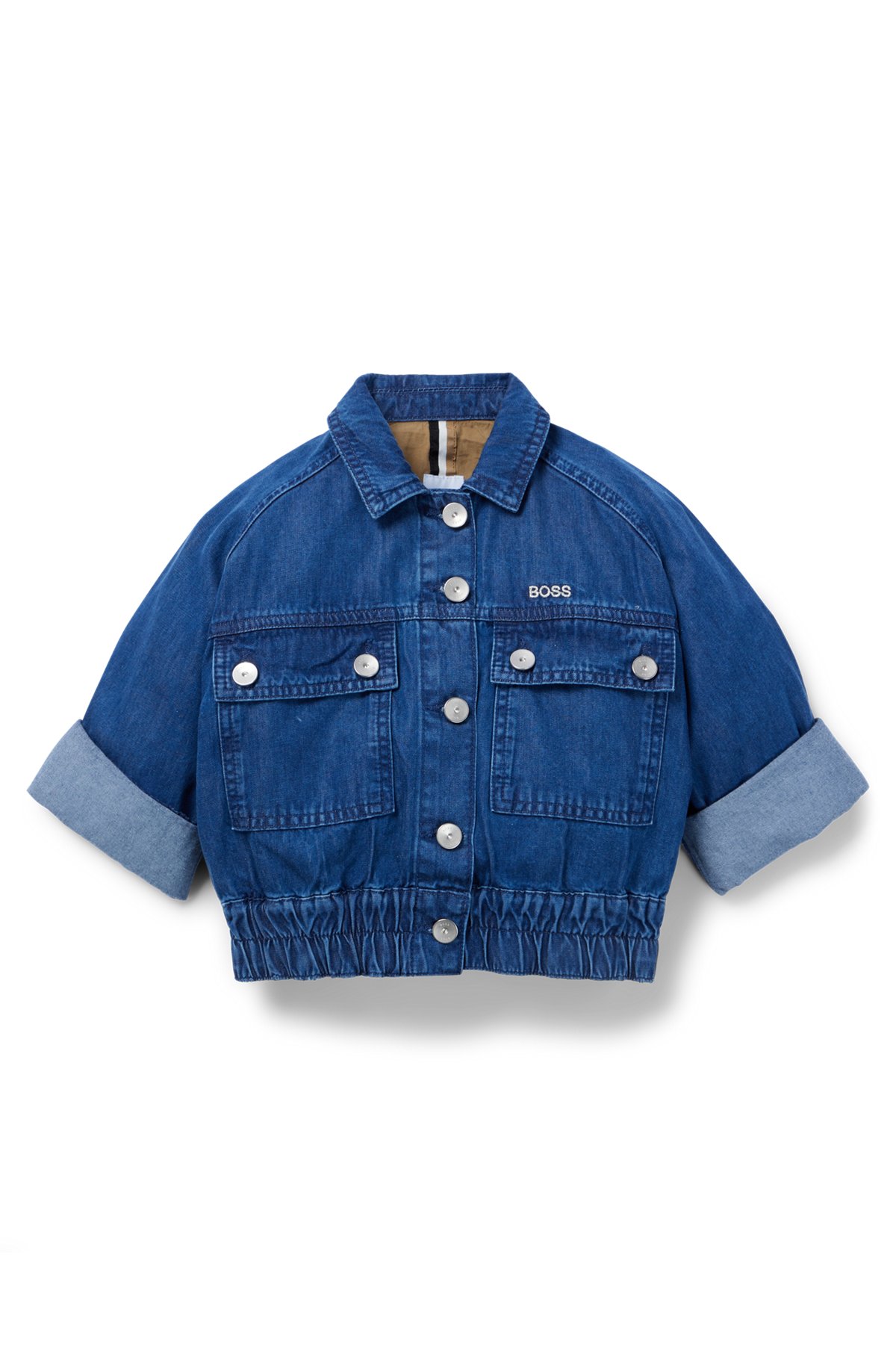 Kids' denim jacket with logo detail, Blue