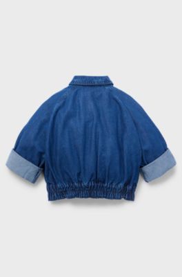 Kids' denim jacket with logo detail, Blue