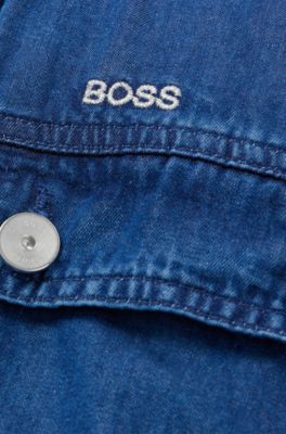 Kids' denim jacket with logo detail, Blue