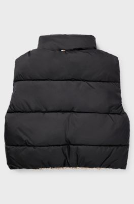 Kids' reversible water-repellent gilet with logo details, Black
