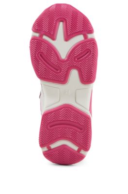 Kids' lace-up trainers in leather and mesh, White