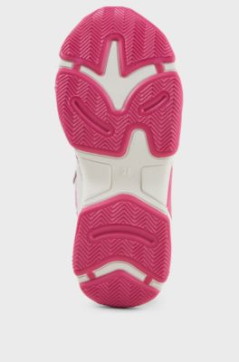 Kids' lace-up trainers in leather and mesh, White