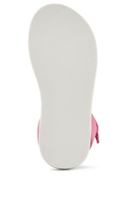 Kids' sandals in leather with embossed logo, White