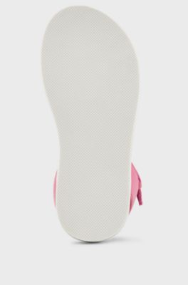 Kids' sandals in leather with embossed logo, White