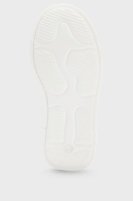 Kids' leather trainers with perforated logo and contrast details, White