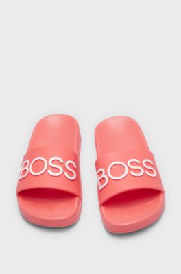 Kids' PVC slides with contrast logo, Light Red