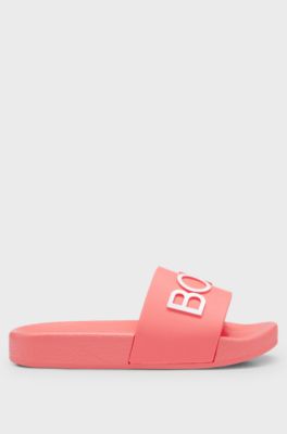 Kids' PVC slides with contrast logo, Light Red