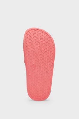 Kids' PVC slides with contrast logo, Light Red