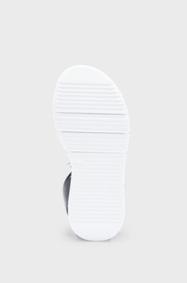 Kids' leather sandals with signature stripes, Black