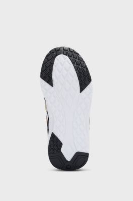 Kids' trainers in faux leather with printed logo, White