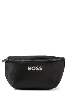 Kids' belt bag with contrast 3D logo, Black