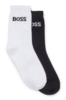 Kids' two-pack of socks with contrast logos, Black