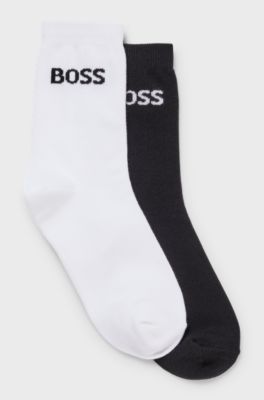 Kids' two-pack of socks with contrast logos, Black