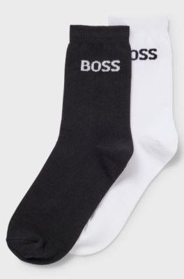 Kids' two-pack of socks with contrast logos, Black