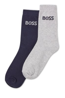 Kids' two-pack of socks with contrast logos, Light Grey