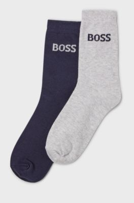 Kids' two-pack of socks with contrast logos, Light Grey