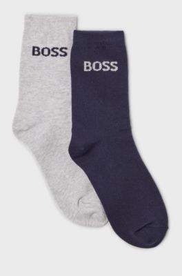 Kids' two-pack of socks with contrast logos, Light Grey