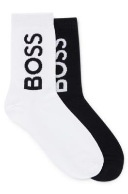 Kids' two-pack of socks with jacquard-woven logos, White
