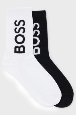 Kids' two-pack of socks with jacquard-woven logos, White