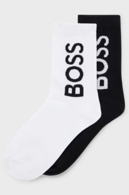 Kids' two-pack of socks with jacquard-woven logos, White
