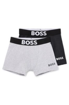 Kids' two-pack of boxer shorts with logo details, Black