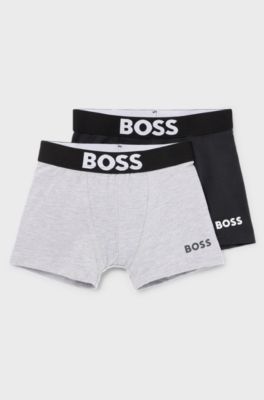 Kids' two-pack of boxer shorts with logo details, Black