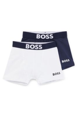 Kids' two-pack of boxer shorts with logo details, Dark Blue
