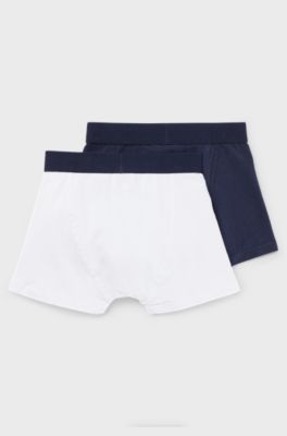 Kids' two-pack of boxer shorts with logo details, Dark Blue