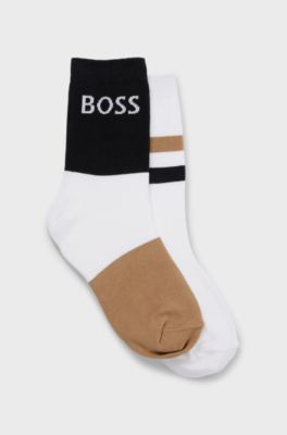 Kids' two-pack of socks with logo details, White