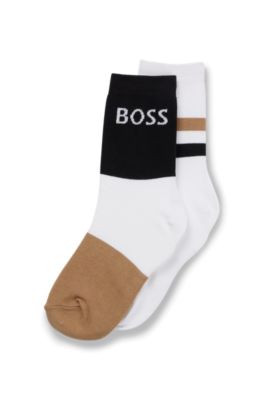 Set van twee paar kindersokken met logodetails, Wit