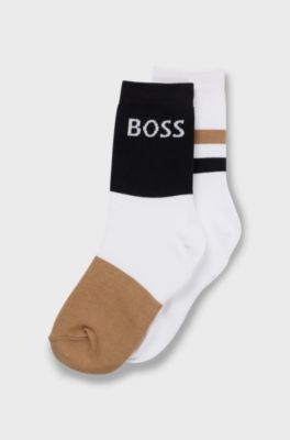 Kids' two-pack of socks with logo details, White