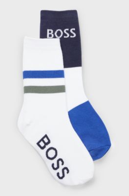Kids' two-pack of socks with logo details, Blue