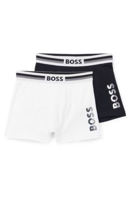 Kids' two-pack of boxer briefs in stretch cotton, Black
