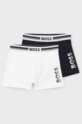 Kids' two-pack of boxer briefs in stretch cotton, Black