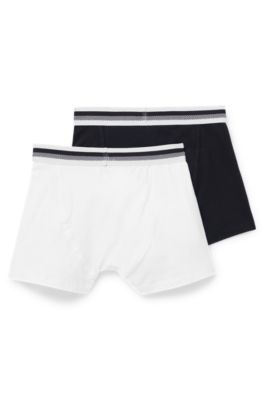 Kids' two-pack of boxer briefs in stretch cotton, Black