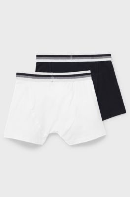 Kids' two-pack of boxer briefs in stretch cotton, Black