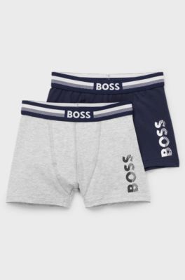 Kids' two-pack of boxer briefs in stretch cotton, Dark Blue
