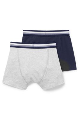 Kids' two-pack of boxer briefs in stretch cotton, Dark Blue