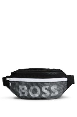 Kids' belt bag with mesh details and logo, Black