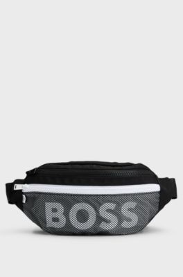 Kids' belt bag with mesh details and logo, Black