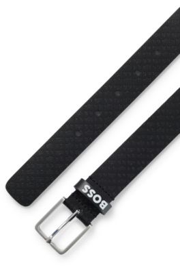 キッズ レザーベルト オールオーバー モノグラムプリント, ブラック