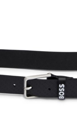 キッズ レザーベルト オールオーバー モノグラムプリント, ブラック