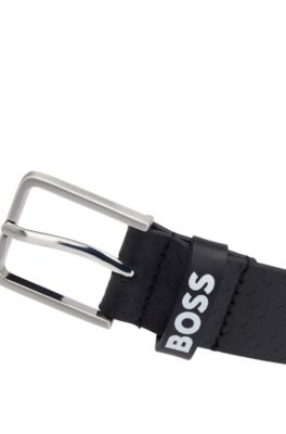 キッズ レザーベルト オールオーバー モノグラムプリント, ブラック