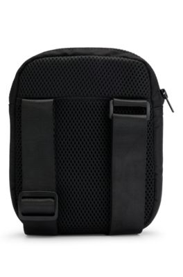 Kids' pouch bag with mesh trims and logo, Black