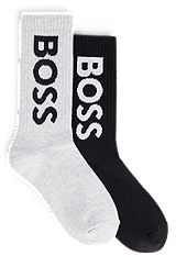 Kids' two-pack of socks with contrast logo, Black