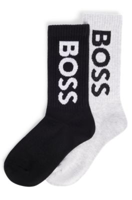 Kids' two-pack of socks with contrast logo, Black