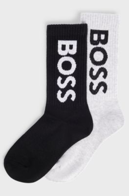 Kids' two-pack of socks with contrast logo, Black