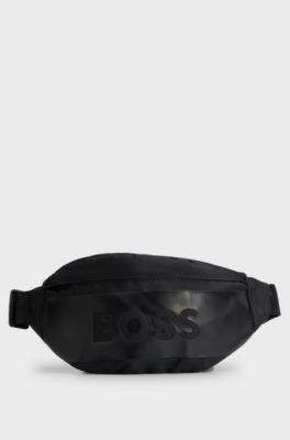 Kids' canvas belt bag with logo detail, Black