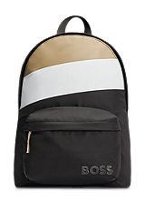 Kids' backpack with signature stripe and branding, Black
