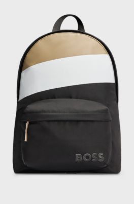 Sac &agrave; dos &agrave; rayures embl&eacute;matiques et logos, pour enfant, Noir